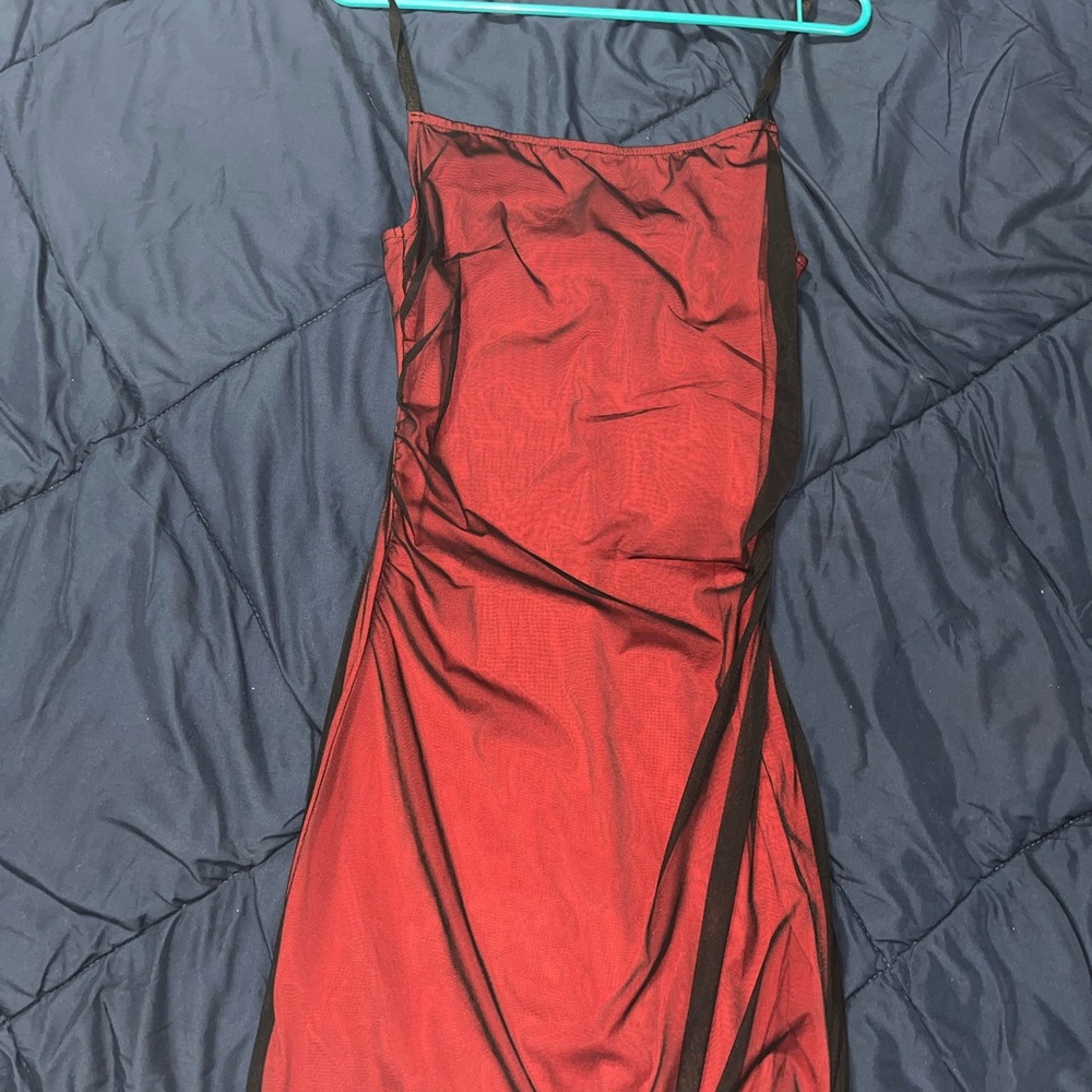 Elegant Red and Black Slip Dress